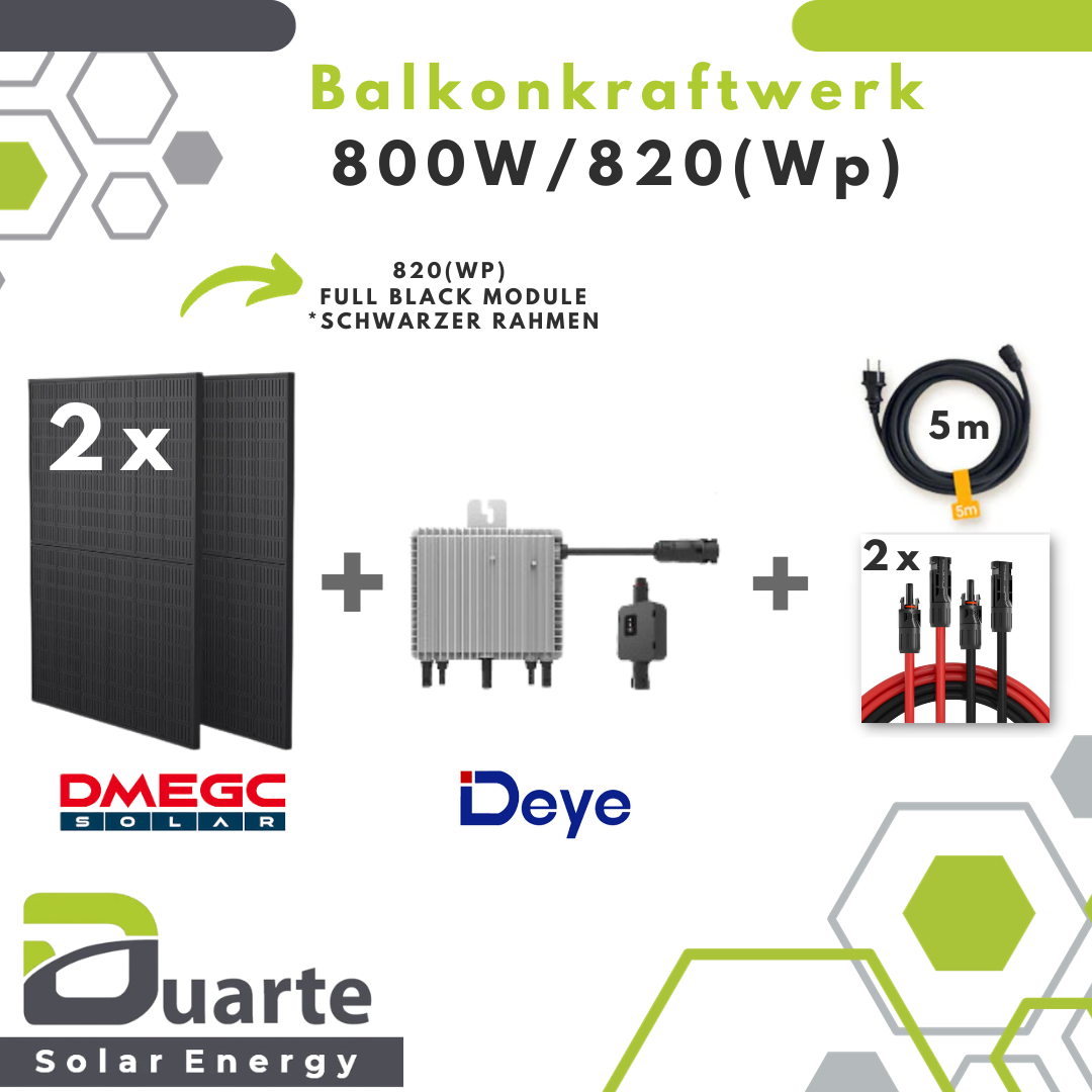 800W/820(Wp) Balkonkraftwerk Mini Solaranlage/ DMEGC FULL BLACK MODUL –  Duarte Solar